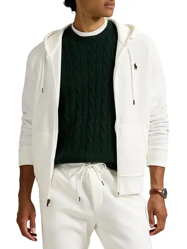 Polo Ralph Lauren Men's Double-Knit Full-Zip Hoodie - White - Size XXL | Thumbnail 3 Polo Ralph Lauren Men's Double-Knit Full-Zip Hoodie - White - Size XXL | Thumbnail 3