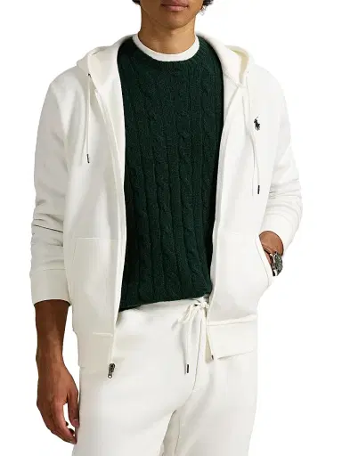 Polo Ralph Lauren Men's Double-Knit Full-Zip Hoodie - White - Size XXL | Thumbnail 4 Polo Ralph Lauren Men's Double-Knit Full-Zip Hoodie - White - Size XXL | Thumbnail 4