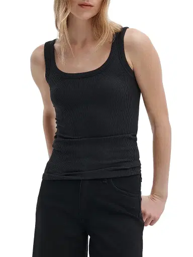 rag & bone Women's The Essential Rib-Knit Tank - Black - Size Large | Thumbnail 3