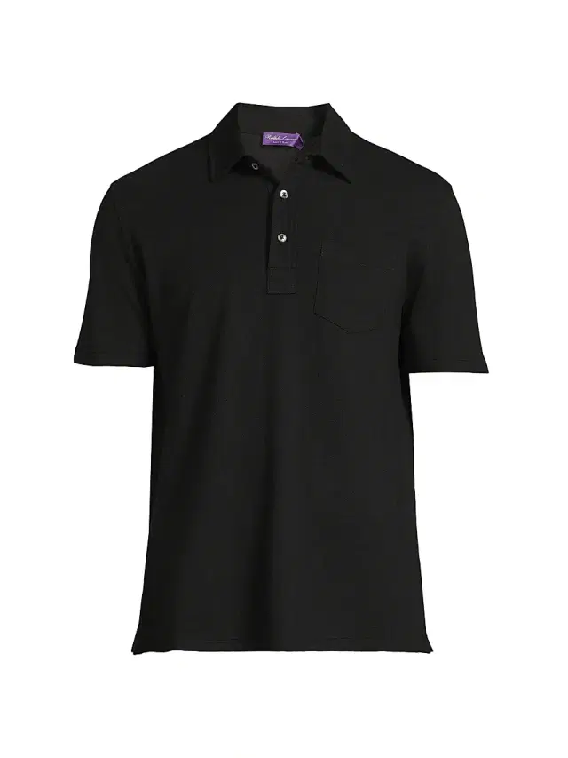 Ralph Lauren Purple Label Men's Cotton-Cashmere Piqué Polo Shirt - Classic Black