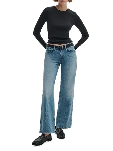 rag & bone Women's The Essential Rib-Knit Long-Sleeve Crewneck T-Shirt - Black - Size XL | Thumbnail 2 rag & bone Women's The Essential Rib-Knit Long-Sleeve Crewneck T-Shirt - Black - Size XL | Thumbnail 2