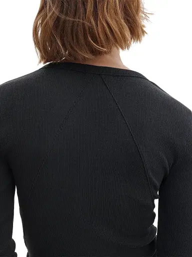 rag & bone Women's The Essential Rib-Knit Long-Sleeve Crewneck T-Shirt - Black - Size XL | Thumbnail 5 rag & bone Women's The Essential Rib-Knit Long-Sleeve Crewneck T-Shirt - Black - Size XL | Thumbnail 5
