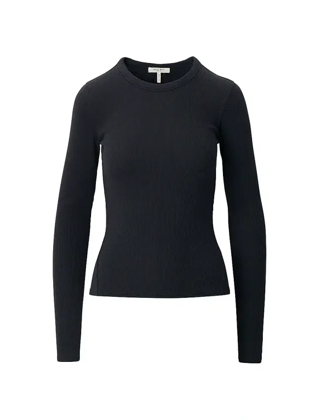 rag & bone Women's The Essential Rib-Knit Long-Sleeve Crewneck T-Shirt - Black