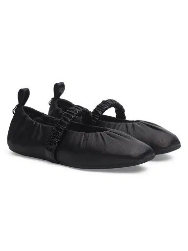 rag & bone Women's Spire Ruched Leather Mary Jane Flats - Black - Size 9.5 | Thumbnail 2