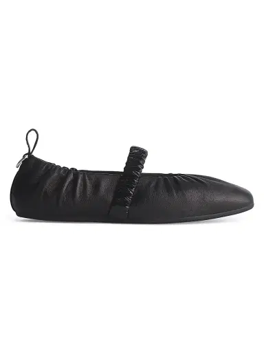 rag & bone Women's Spire Ruched Leather Mary Jane Flats - Black - Size 9.5 | Thumbnail 1