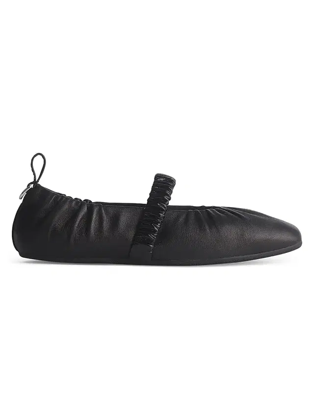 rag & bone Women's Spire Ruched Leather Mary Jane Flats - Black
