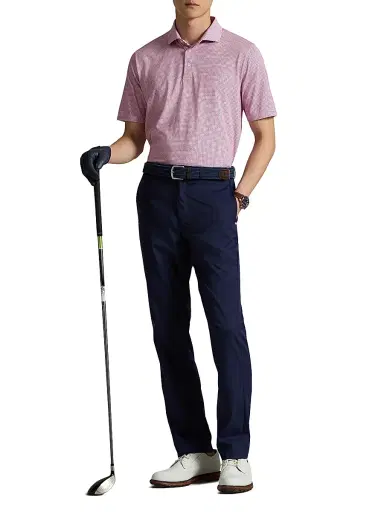 RLX Ralph Lauren Men's Luxury Perforated Polo Shirt - Carmel Pink Petal Boxes - Size XXL | Thumbnail 2 RLX Ralph Lauren Men's Luxury Perforated Polo Shirt - Carmel Pink Petal Boxes - Size XXL | Thumbnail 2