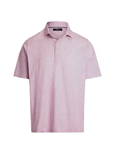 RLX Ralph Lauren Men's Luxury Perforated Polo Shirt - Carmel Pink Petal Boxes - Size XXL | Thumbnail 1 RLX Ralph Lauren Men's Luxury Perforated Polo Shirt - Carmel Pink Petal Boxes - Size XXL | Thumbnail 1