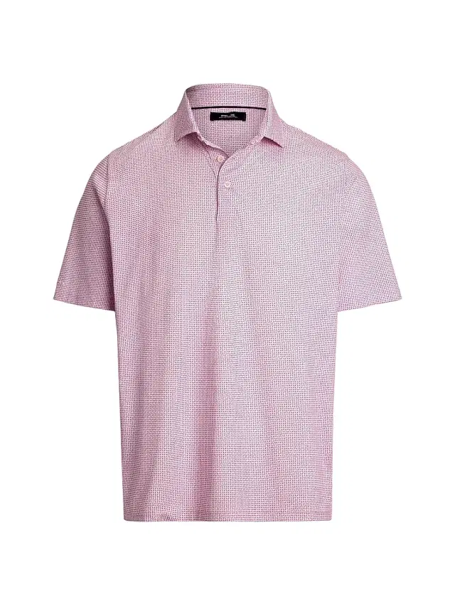 Men's Luxury Perforated Polo Shirt - Carmel Pink Petal Boxes
