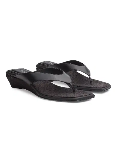 rag & bone Women's Jo Leather Thong Wedge Sandals - Black Jute - Size 11 | Thumbnail 2