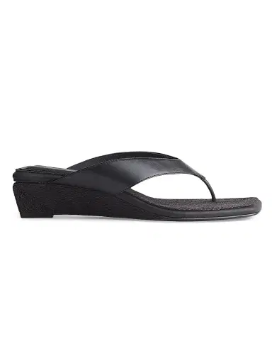 rag & bone Women's Jo Leather Thong Wedge Sandals - Black Jute - Size 11 | Thumbnail 1