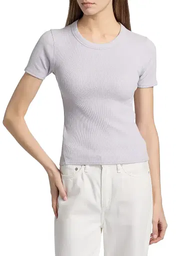 rag & bone Women's Essential Rib Stretch-Cotton Crewneck T-Shirt - Lavender Mist - Size XL | Thumbnail 3 rag & bone Women's Essential Rib Stretch-Cotton Crewneck T-Shirt - Lavender Mist - Size XL | Thumbnail 3