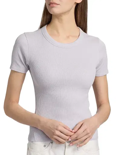 rag & bone Women's Essential Rib Stretch-Cotton Crewneck T-Shirt - Lavender Mist - Size XL | Thumbnail 6 rag & bone Women's Essential Rib Stretch-Cotton Crewneck T-Shirt - Lavender Mist - Size XL | Thumbnail 6