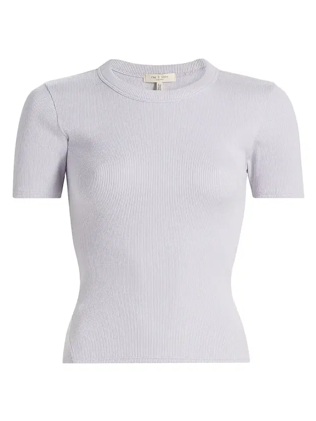 Women's Essential Rib Stretch-Cotton Crewneck T-Shirt - Lavender Mist