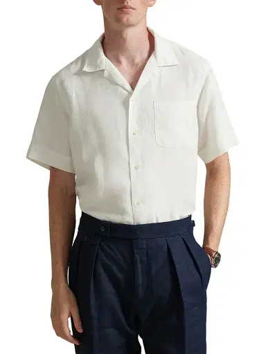 Polo Ralph Lauren Men's Slubby Linen Button-Front Shirt - Deckwash White - Size XXL | Thumbnail 3