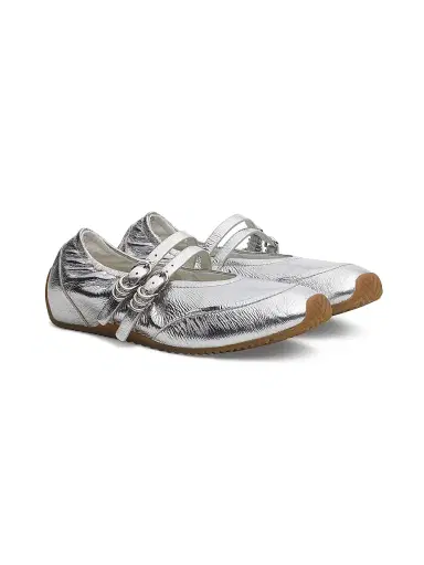 rag & bone Women's Emilee Leather Mary Jane Flats - Silver - Size 10 | Thumbnail 2