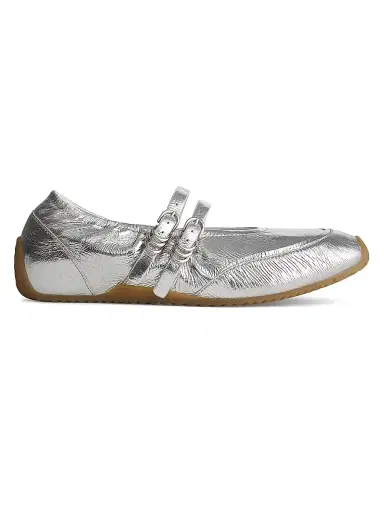 rag & bone Women's Emilee Leather Mary Jane Flats - Silver - Size 10 | Thumbnail 1