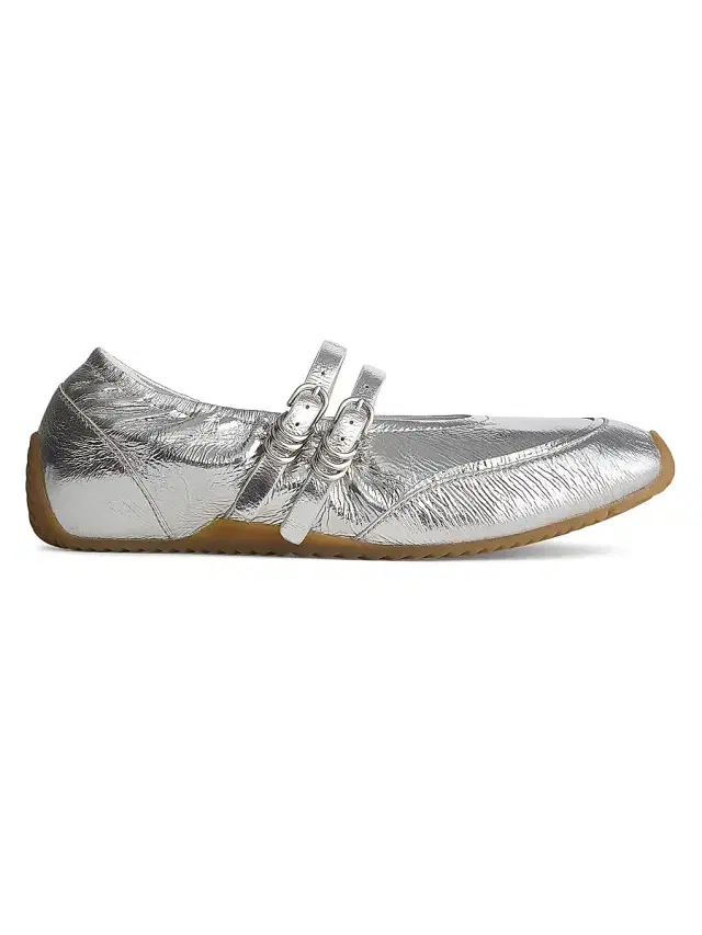 rag & bone Women's Emilee Leather Mary Jane Flats - Silver