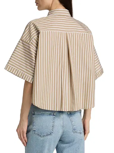 rag & bone Women's Marin Striped Short-Sleeve Button-Front Shirt - Seaweed Stripe - Size Large | Thumbnail 5