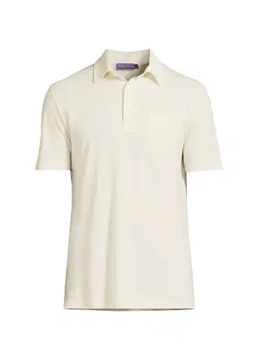 Ralph Lauren Purple Label Men's Cotton-Cashmere Piqué Polo Shirt | Thumbnail 1 Ralph Lauren Purple Label Men's Cotton-Cashmere Piqué Polo Shirt | Thumbnail 1
