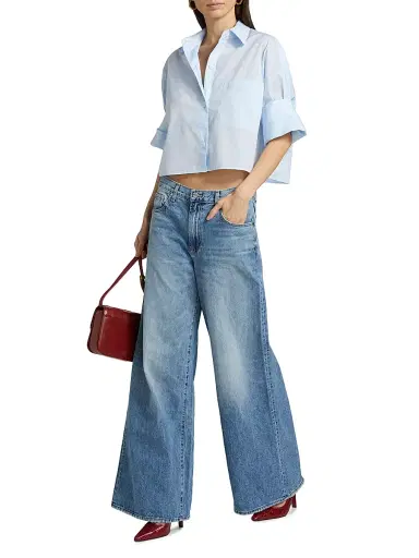 TWP Women's Next Ex Poplin Cropped Shirt - Baby Blue - Size Medium | Thumbnail 2