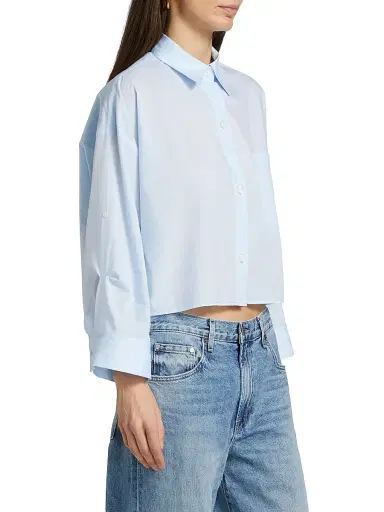 TWP Women's Next Ex Poplin Cropped Shirt - Baby Blue - Size Medium | Thumbnail 4