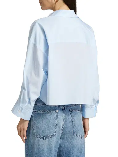 TWP Women's Next Ex Poplin Cropped Shirt - Baby Blue - Size Medium | Thumbnail 5