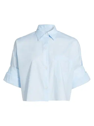 TWP Women's Next Ex Poplin Cropped Shirt - Baby Blue - Size Medium | Thumbnail 1