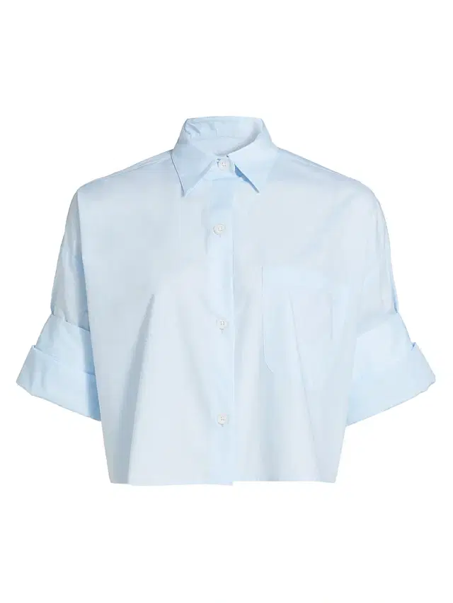 Women's Next Ex Poplin Cropped Shirt - Baby Blue