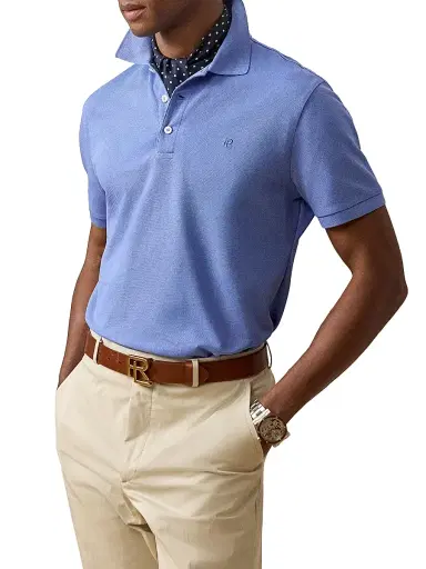 Ralph Lauren Purple Label Men's Custom Slim-Fit Piqué Polo Shirt - Periwinkle | Thumbnail 3