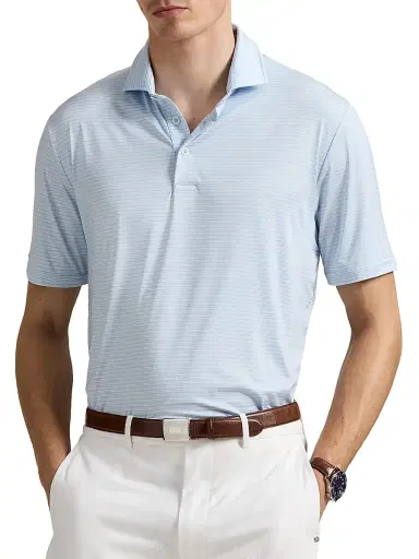 Polo Ralph Lauren Men's Featherweight Airflow Performance Polo Shirt - Office Blue Ceramic White - Size XXL | Thumbnail 3 Polo Ralph Lauren Men's Featherweight Airflow Performance Polo Shirt - Office Blue Ceramic White - Size XXL | Thumbnail 3