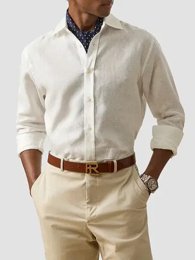 Ralph Lauren Purple Label Men's Linen Shirt - Optic White - Size XXL | Thumbnail 4 Ralph Lauren Purple Label Men's Linen Shirt - Optic White - Size XXL | Thumbnail 4