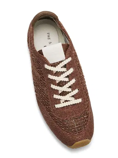 rag & bone Women's Retro Runner Ultra Slim Sneakers - Java Raffia - Size 11 | Thumbnail 4