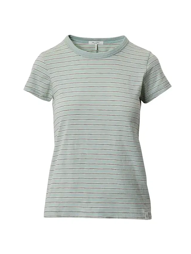 Women's The Slub Striped Cotton T-Shirt - Green White Multi