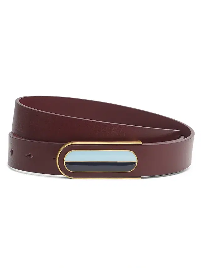 rag & bone Women's Lenox Enamel Plate Buckle Belt - Deep Plum