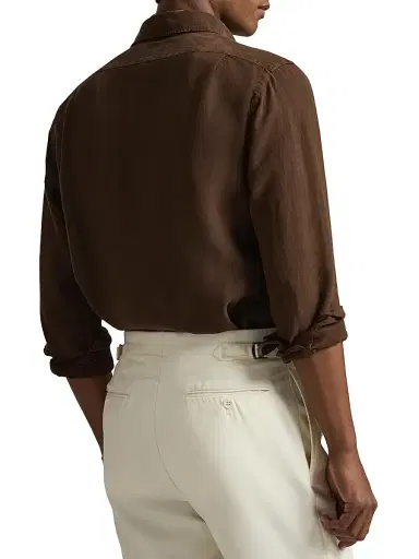 Polo Ralph Lauren Men's Slub Linen Button-Front Shirt - Dark Beech - Size XXL | Thumbnail 4