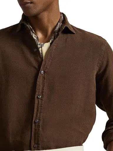 Polo Ralph Lauren Men's Slub Linen Button-Front Shirt - Dark Beech - Size XXL | Thumbnail 5