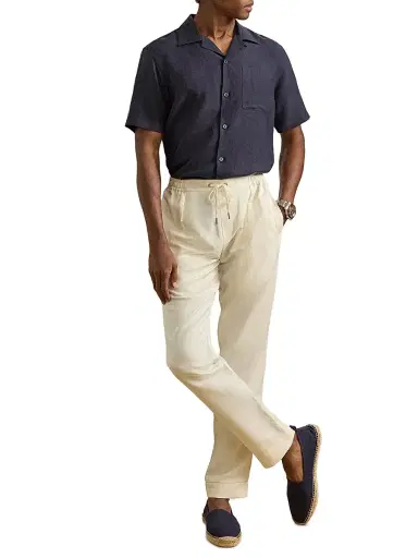 Ralph Lauren Purple Label Men's Silk-Linen Camp Shirt - Classic Chairman Navy - Size XL | Thumbnail 2