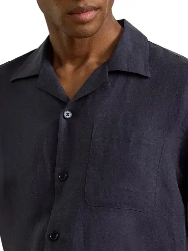 Ralph Lauren Purple Label Men's Silk-Linen Camp Shirt - Classic Chairman Navy - Size XL | Thumbnail 5