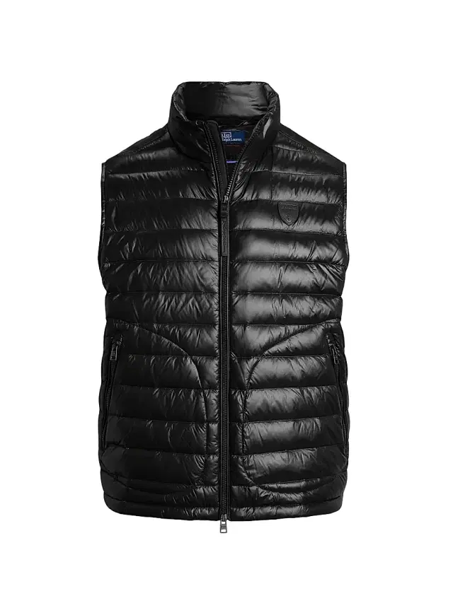 Men's Quilted Down Vest - Polo Black Glossy