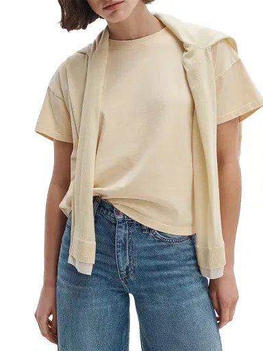 rag & bone Women's Kelly Distressed Washed Boxy T-Shirt - Butter - Size XS | Thumbnail 3 rag & bone Women's Kelly Distressed Washed Boxy T-Shirt - Butter - Size XS | Thumbnail 3