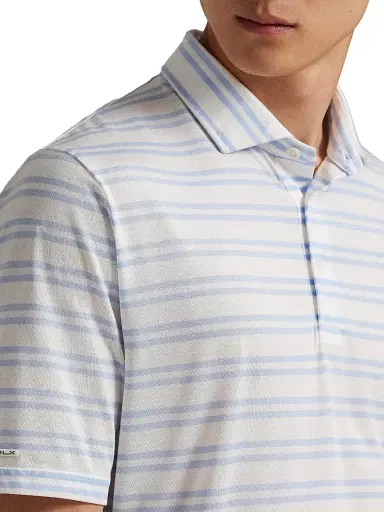 Polo Ralph Lauren Men's Tour Pique Striped Polo Shirt - Office Blue Ceramic White - Size XXL | Thumbnail 5 Polo Ralph Lauren Men's Tour Pique Striped Polo Shirt - Office Blue Ceramic White - Size XXL | Thumbnail 5
