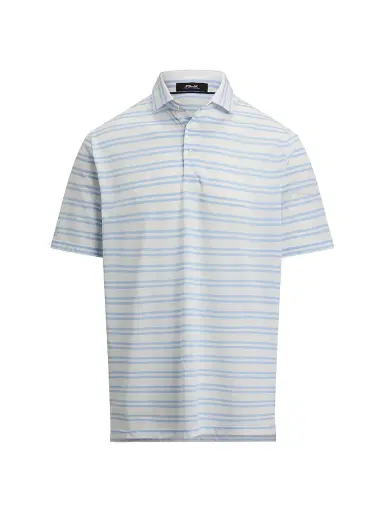 Polo Ralph Lauren Men's Tour Pique Striped Polo Shirt - Office Blue Ceramic White - Size XXL | Thumbnail 1 Polo Ralph Lauren Men's Tour Pique Striped Polo Shirt - Office Blue Ceramic White - Size XXL | Thumbnail 1