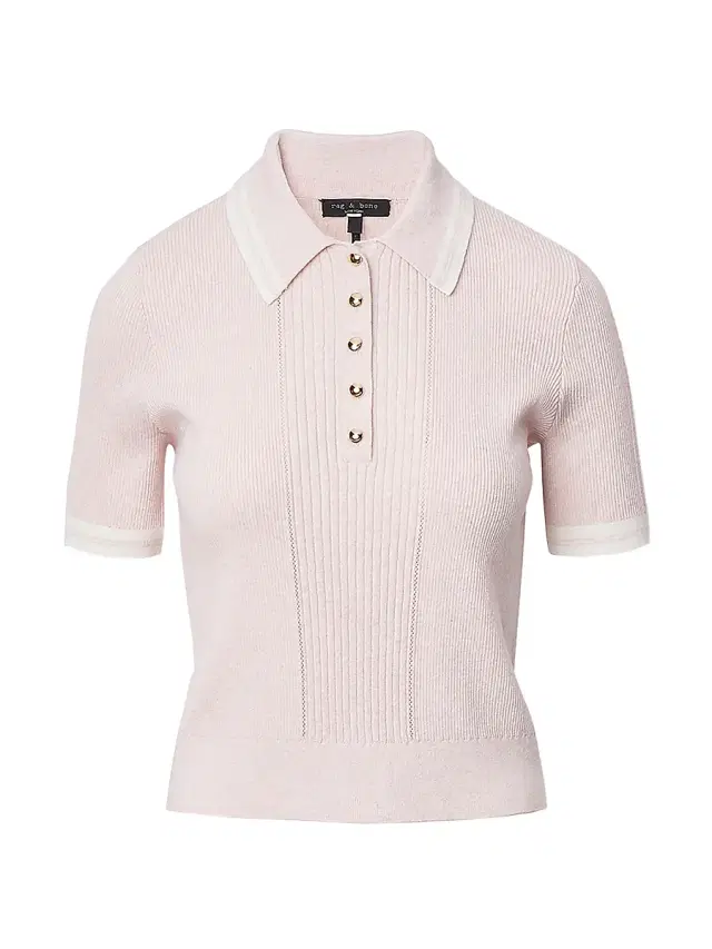 Women's Laurie Tipped Polo Sweater - Light Pink