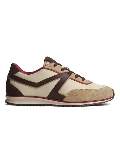 rag & bone Women's Retro Low-Top Leather Trainer Sneakers - Cream Dark Brown - Size 10 | Thumbnail 1
