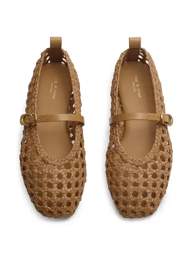rag & bone Women's Spire Mary Jane Ballet Flats - Dark Natural - Size 11 | Thumbnail 4