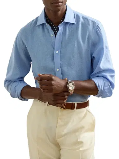 Ralph Lauren Purple Label Men's Linen Shirt - Light Blue - Size XL | Thumbnail 2