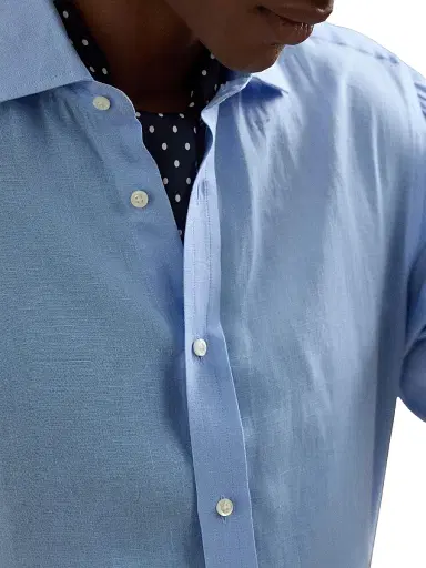 Ralph Lauren Purple Label Men's Linen Shirt - Light Blue - Size XL | Thumbnail 4