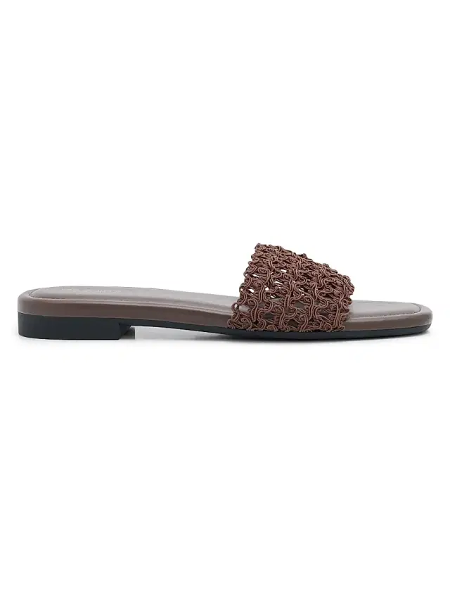 rag & bone Women's Ellie Woven Strap Slides - Dark Mocha Mesh  Sandals