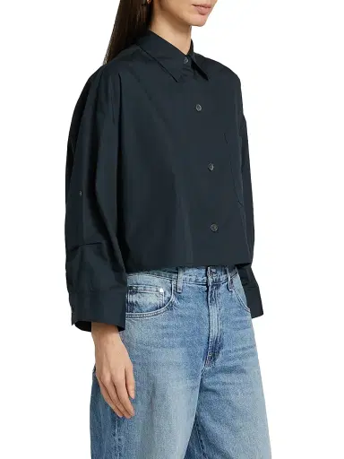 TWP Women's Next Ex Poplin Cropped Shirt - Midnight | Thumbnail 4 TWP Women's Next Ex Poplin Cropped Shirt - Midnight | Thumbnail 4